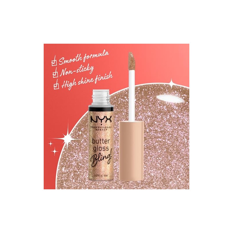 NYX PROFESSIONAL MAKEUP Butter Gloss Bling Lip Gloss, Non Sticky