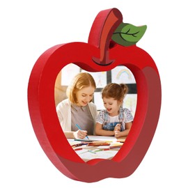 DKINY Thank You Teacher Gifts, Wooden Apple Photo Frame, Teacher Appreciation Gifts, Nursery Primary School Secondary School Graduation Leaving Farewell Gift for Teacher End of the Year