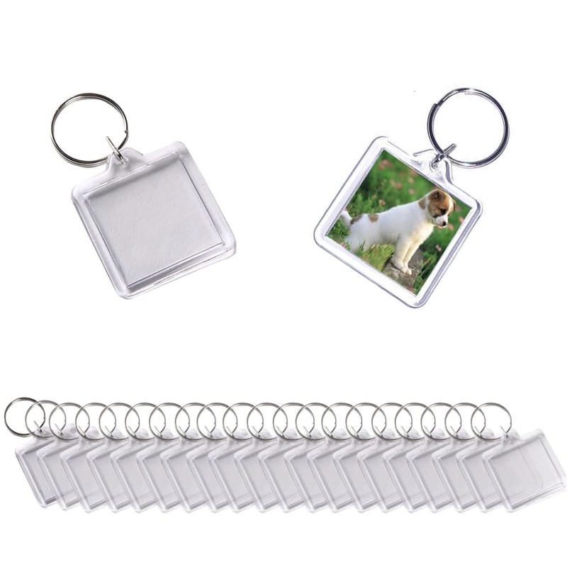25Pcs Clear Blank Acrylic Photo Keychain Picture Frame Image Insert