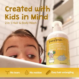 Souris Verte No Tears Hair and Body Shampoo – Babies & Children 2 in 1 Aloe & Essential Oils Moisturizing Wash – 350 ml