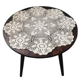 Beige 24 Inch Round HANDMADE Cotton Crochet Lace Placemat Doilies