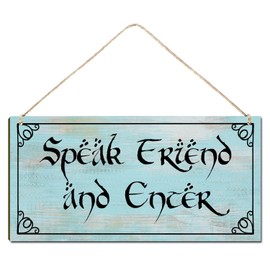 Welcome Sign for Front Door Outside Funny Porch Signs Outdoor Speak Friend and Enter House Warming Gift Novelty Wooden Sign Funny Wreaths Decorations Rustic Farmhouse Wall Pediments Decor(12 x 6)Inch