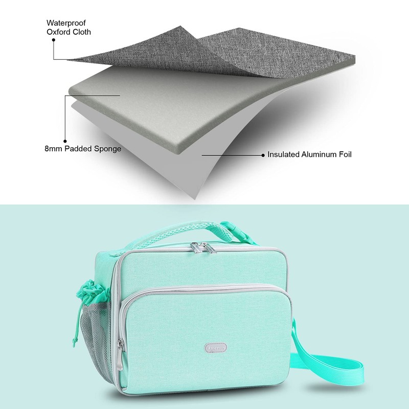 Amersun - Bolsa de almuerzo para niños, acolchada, duradera, aislada,