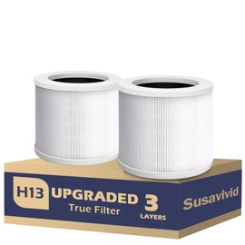 HQSC-50 HQKJ-80 Air Filter Replacement Compatible with VEWIOR, AMEIFU AP01W, KOIOS HQKJ-50, 3-in-1 H13 Replacement Filter, A1 Pre-Filter Activated Carbon Fit for Vewior Air Puri-fier, 2 PC, White