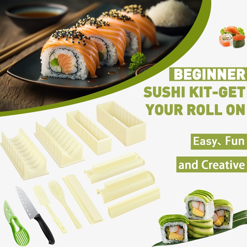 Sushi Making Kit, 12 Pcs Sushi Maker Kit, Sushi Molds