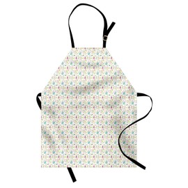 Ambesonne Insects Apron, Easter Themed Happy Bunny Flowers Eggs Butterflies, Unisex Kitchen Bib with Adjustable Neck for Cooking Gardening, Adult Size, Multicolor