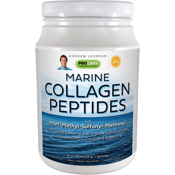 ANDREW LESSMAN Marine Collagen Peptides Powder & MSM 60 Servings - Supports Radiant Smooth Soft Skin, Comfortable Joints. 100% Pure. Super Soluble No Fishy Flavor No Additives Non-GMO