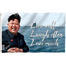 Anley Fly Breeze 3x5 Foot KimJongUn Kim Jong Un Live well, Laugh often, Love much Flag - Canvas Header and Double Stitched - Novelty College Funny Dorm Flags Polyester with Brass Grommets 3 X 5 Ft