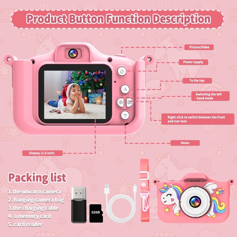 Unicorn Children's Camera (Pink)