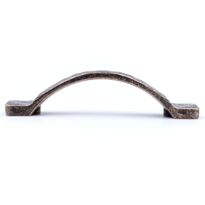 Jetland Arched Hammered Cabinet Pulls - 6-Pack, Antique Brass, 3"