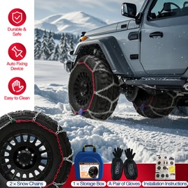 DEDC Auto Lock Snow Tire Chains,1Min Quick,4.5mm Enhance Manganese Steel Heavy Anti Skid Chains for Car Off Road SUV And Pickup Trucks Traction Ice Iced Cold Road 255 265 275 285 295 Set of 2 (KS1618)