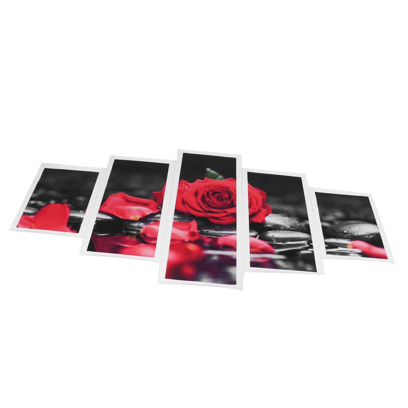 5Pcs Wall Art Painting Set Romantic Red Rose Frameless Painting
