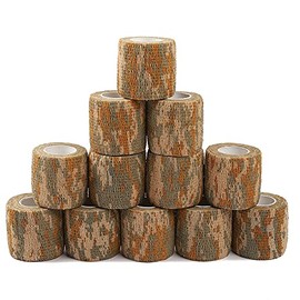 12 Pack Self Adhesive Bandage Wrap, Camouflage Cohesive Tape( Beige Camoflage)
