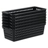 Ysmiltion 6-Pack Slim Plastic Storage Baskets, Black Desktop Storage Basket