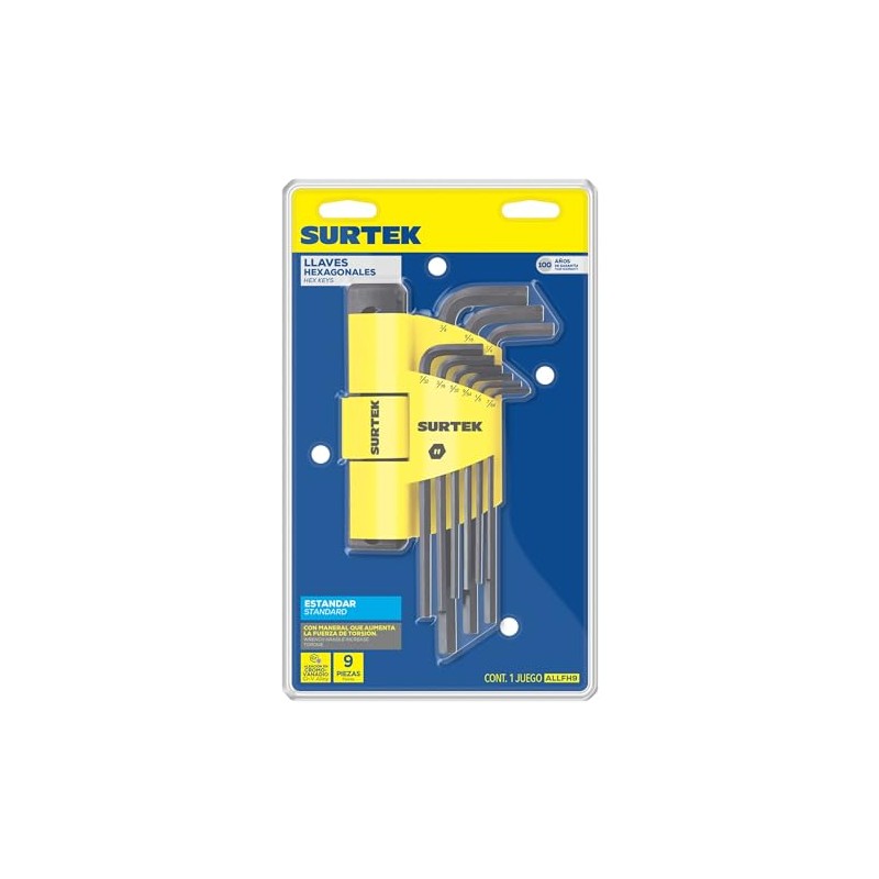 Surtek ALLFH9 Juego de llaves extra largas hexagonales tipo "L",