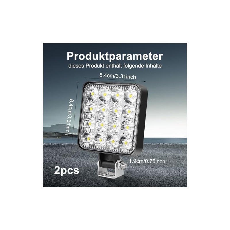 HOSPAOP LED Work Light 12 V LED Spotlight 48 W