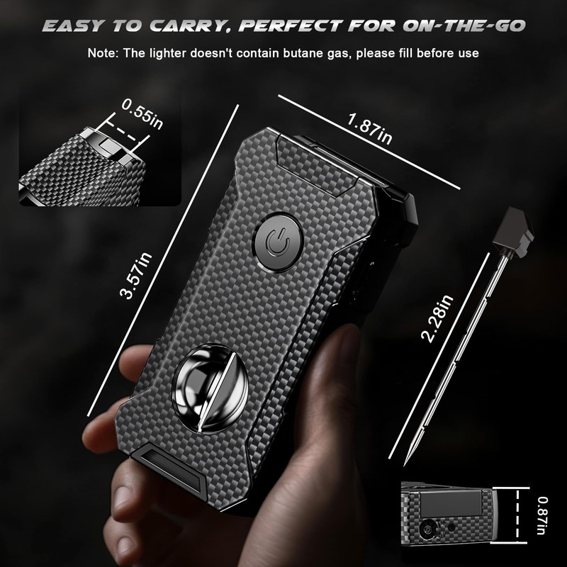 5-in-1 Torch Lighter with Cutter, Punch, Holder, and Draw Enhancer