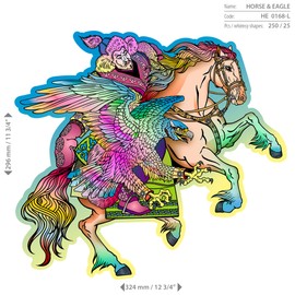 WOODEN.CITY Wood Puzzles Horse & Eagle 250 Piece - Vibrant Wooden Puzzles for Adults - Challenging Wood Cut Puzzles - Animal Shaped Puzzles - Unique Mosaic Wooden Jigsaw Puzzles for Adults