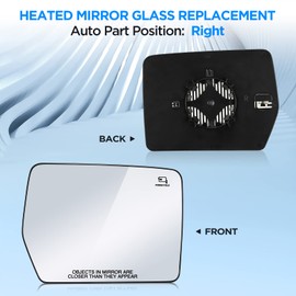 BDFHYK Passenger Right Side Heated Mirror Glass Compatible with F150 2004-2014 Side View Heated Convex Mirror Glass with Backing Plate, Replaces 4L3Z-17K707-DA, 4L3Z17K707DA (Right)