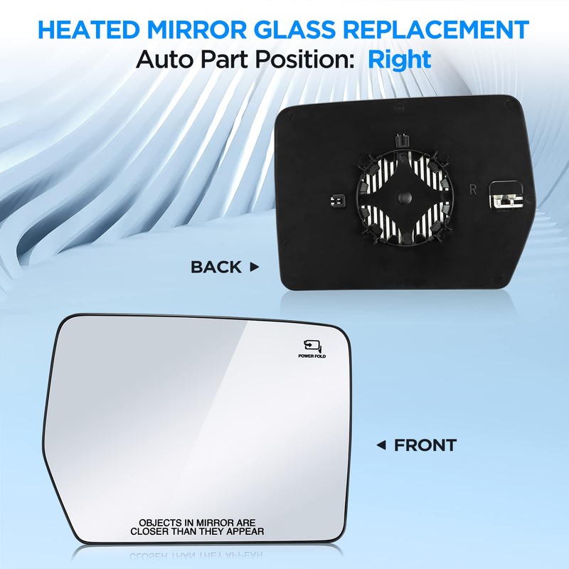 BDFHYK Passenger Right Side Heated Mirror Glass Compatible with F150