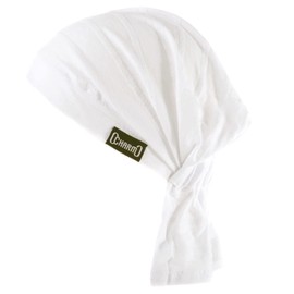 CHARM 100% Cotton, Thin, Rest Turban Cap, One Size Fits Most, 5 Colors, Medical Hat, Stylish, Triangular Width, white