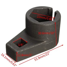 TOOLSTAR Oxygen Sensor Socket 22mm Oxygen Sensor Wrench Offset Socket Remover Puller for Car Motorcycle Car Repair Tool (3/8" Square Drive)