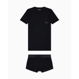 Emporio Armani Men's Mega Logo T Shirt and Trunk Set, Black
