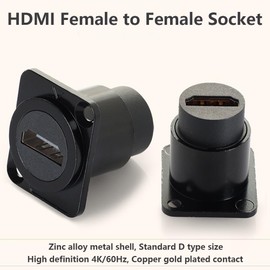 PENGLIN 2pcs D Type HDMI Panel Mount Adapter Female to Female Through Female 4K 60hz 3D and HDR