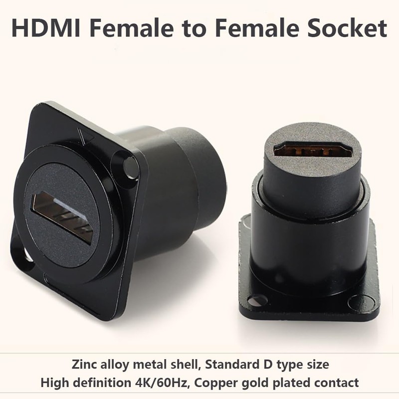 PENGLIN 2pcs D Type HDMI Panel Mount Adapter Female to