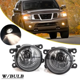 CaliLight For Nissan Armada 2008 2009-2015 Clear Lens Bumper Fog Lights Lamp RH LH Pair