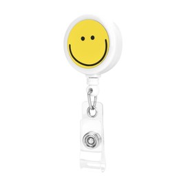 Smiley Face Badge Reels Holder Retractable with Id Clip for Nurse Name Tag Card Nursing Doctor Teacher Student Medical Work Office Alligator Clip