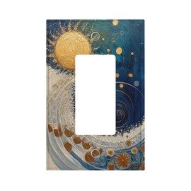 Azjincos Decorative Art Light Switch Covers Abstract Sun And Ocean 1 Gang Rocker Outlet Decorative Switch plate Faceplate GFCI Light Switch Covers