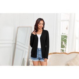 TASAMO Women's Cardigan Sweater 2024 Fashion V-Neck Cardigan Button Cardigan Cropped Knitted Coat(X-Large,Black)