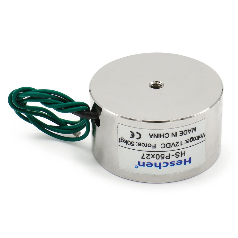 Heschen Electromagnet Magnet Solenoid P50/27, OD: 50mm, DC 12V, 50Kg/110