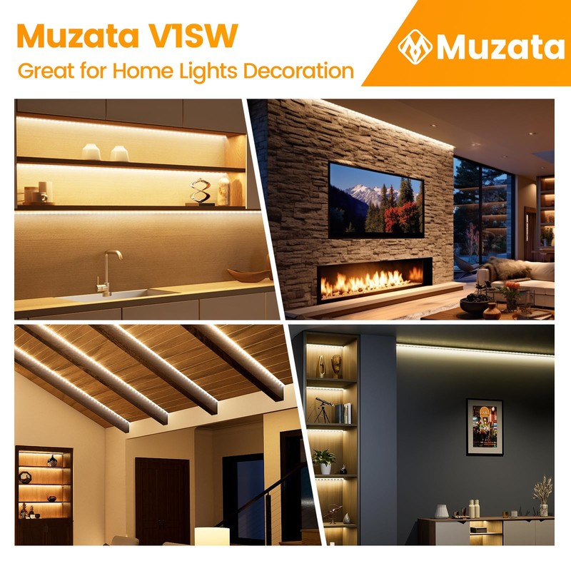 Muzata 6Pack 3.3FT/1M V Shape LED Channel Silver Aluminum LED