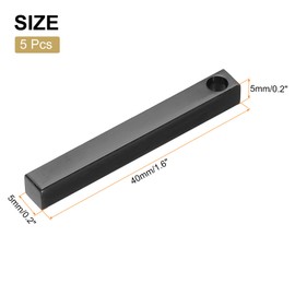 MECCANIXITY 5Pcs Charm Column Rectangle Engraving Bar Shape Pendants with Hole Black Stainless Steel Bar Pendants for DIY Jewelry Making Necklaces