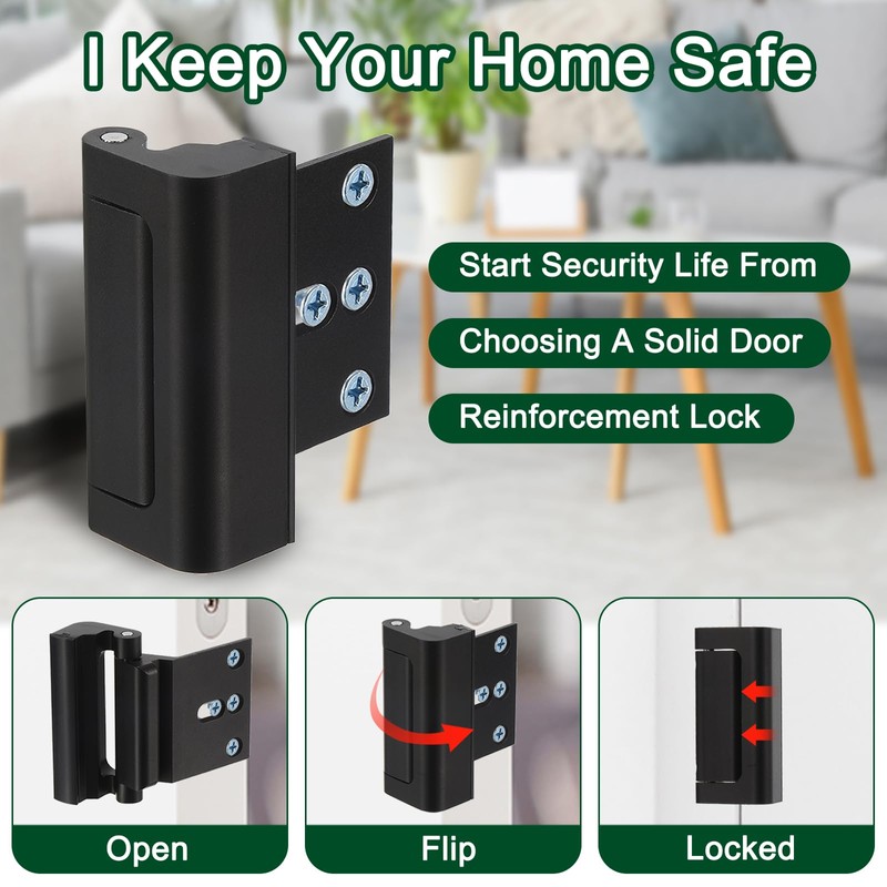 sourcing map 2 Set Home Security Door Lock, Door Reinforcement