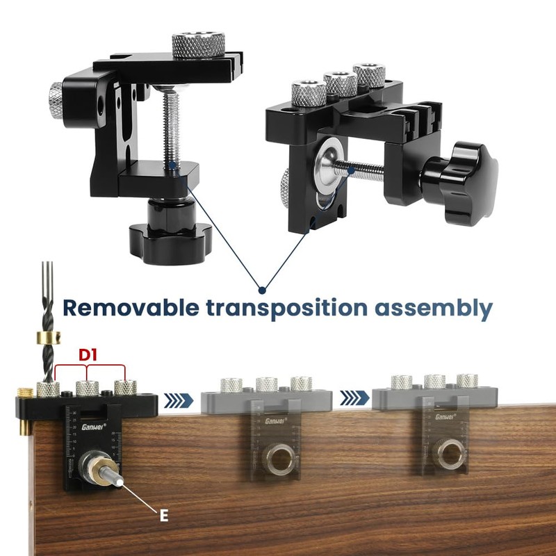 Flintronic 3 in 1 Doweling Jig Kit, 12Pcs Self Centering