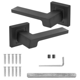 Decoranddecor Spectra Matt Black Door Aluminium Handles Lever On 54mm Square Rose