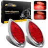 Partsam 2PCS Red 35 LED Chrome Tear Drop Truck Trailer