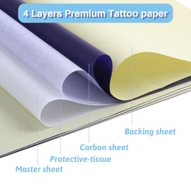 Combofix Tattoo Transfer Paper, 50 Sheets Thermal Stencil Transfer Paper for tattooing, Tattoo Tracing Paper A4 Size with Tattoo Supplies