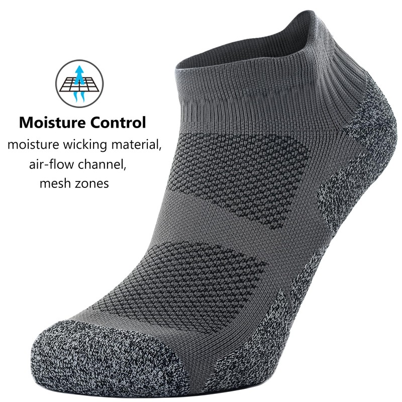 CWVLC Unisex Cushioned Compression Athletic Ankle Socks Multipack, 6-pairs Black