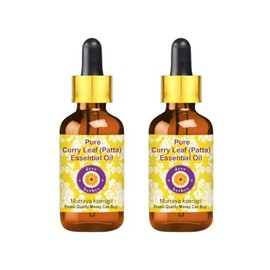 dève herbes Curry Leaf (Patta) Essential Oil (Murraya koenigii) with Glass Dropper Pure | Non-Sticky | Non-Greasy | Lightweight | Men & Women | All Skin Types | Steam Distilled 10ml X 2 (0.67 oz)