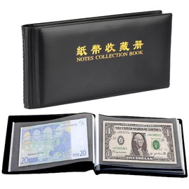 Soviton 60 Pockets Banknotes Collection Album Currency Collection Holder for Paper Money Dollar Bills Stamp Tickets, 30 Sheets Black