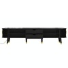 SOFTSEA Modern Fluted TV Stand with Charging Station for 80"+