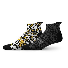 Sox Footwear Leopard Black and Leopard White Combo Pack Tab Socks (Medium)