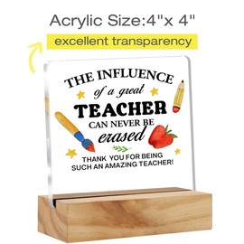 Teacher Appreciation Gifts From Students, Teacher Thank You Gift, Teacher Quote Clear Acrylic Sign with Wood Stand Table Sign Decoration