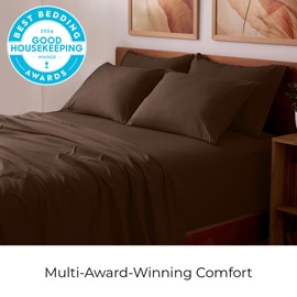 Mellanni Full Sheet Set - 6-Piece Iconic Collection Bedding, (Including 4 Pillowcases), 21-Inch Extra Deep Pocket, Easy Care, Ultra Soft, Cooling Sheets, Brushed Microfiber - Brown