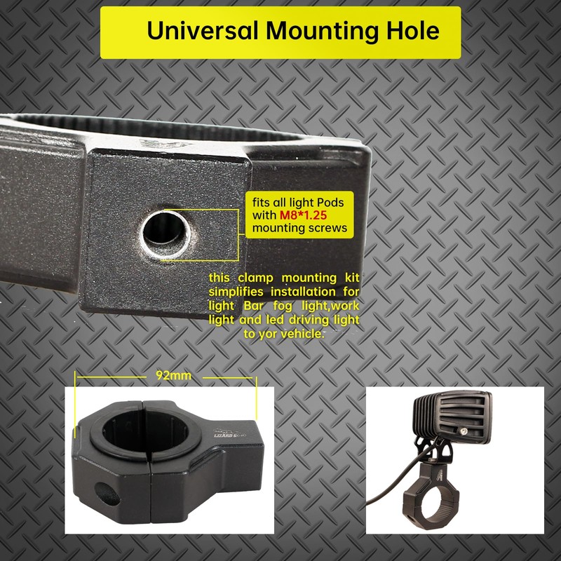LIZARD GO Roll Bar Adjustable Clamp for 1.625 to 2.0inch