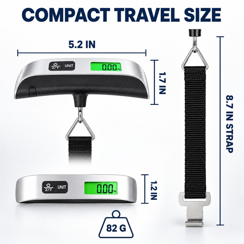 2-Pack Portable Digital Luggage Scales with LCD Display, 110 lb/50